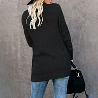 Ženski džemper sa otvorenim prednjim kardiganima sa džepovima u dušicu od sredine dužine za dailyLife noseći putovanje druženjem l crna