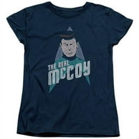 Trevco Star Trek-The Real McCoy - kratki rukav ženski tee - mornarsko-mala