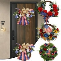 Hxroolrp 4. srpnja Dekor umjetno cvijeće idilični vijenci patriotski američki vijenci ručno rađeni vijenci