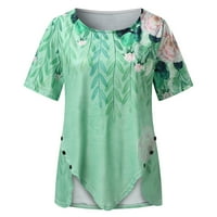 Gotyoo Proljetni vrhovi ženska modna tiskana majica kratkih rukava tunika bluza Green M