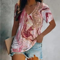 Bluze Leylayray za žene cvjetni print v izrez ruffle majice kratkih rukava casual ljetni vrhovi