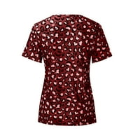 Žene Ljetne vrhove Modni ženski Ležerni labavi ispis V-izrez Majica kratkih rukava Bluza Comfort Colors Thirt, Crvena, XL