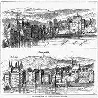 London, 16. vek. Nthe, London, kao što se pojavio u 16. stoljeću, gledano iz preko rijeke Thames. Graviranje