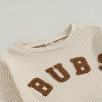 Baby Boy Fall odjeća Toddler Waffle Outfit Pismo Veze za vezanje puloverske dukserice Solid hlače Set