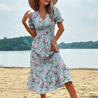Idoravan ženska ljetna majica Dress Clearence Žene Ljetni modni ljestvi stil Casual V-izrez otisnut