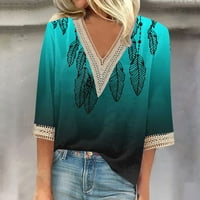 Ruka za žene Ljeto V izrez čipke Crochet casual labave košulje Ispis bluze vrhovi