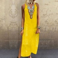 Qazqa Ljetne haljine za ženska casual labava boemska cvjetna haljina maxi haljina žuti xl