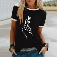 CPTFADH Ženska modna ležerna štamparija O-izrez Labavi majica kratkih rukava pulover vrhove