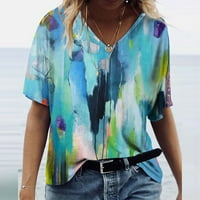 Ženske grafičke majice slatke ljetne vrhove za žene plus veličine labave fit bluze v izrez kratki rukav
