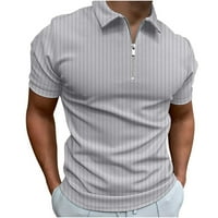 Muške casualske majice Labavi fit Solid Color Fashion Pit Strip kratki rukav Zipper V-izrez kratkih