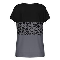 Žene ljetne vrhove prevelike majice plus veličina Leopard Print Crewneck Kratki rukav Ležerne prilike sa slobodnim tučima Tun
