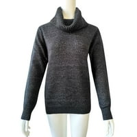 Entyinea Ženske prevelike džempere Crewneck preveliki pulover pletene džempere s dugim rukavima crni