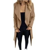 Ženski kaput odobrenje modni ženski zavoj kaput kardigan zimski čvrsti dugi rukav odjeću
