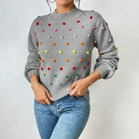 Duks pulover za žene okrugli vrat šareni kuglični pleteni pleteni džemper