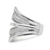 Fini nakit 10k bijeli zlatni dijamantni modni prsten, veličina 7.5