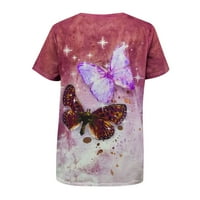 Borniu Ženska ljetna majica Butterfly Graphic Labavi tee, Ležerne prilike na otvorenom kratkim rukavima