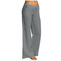 Pantalone za žene plus veličine pamučne žene casual čvrste pamučne posteljine elastične struke vučne