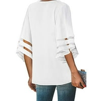 Xinqinghao ženska bluza vrhovi za žene V izrez Labavi kratki rukav Košulje ljetne pune boje casual vrhovi