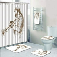 Jazz Man svira trubu s jaznim skicom solo prikaži kupaonica Podesite tuš sa zavjesom za kupanje ručnik