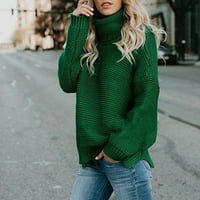 Vremenski džemperi za žene Ležerne prilike guste boje guste linije dugih rukava Turtleneck Pulover,