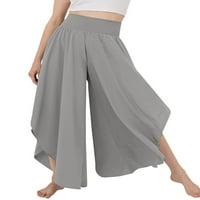 Ženske pantalone High Squiste hlače široka noga Palazzo pant za žene labave fit dno joga cigla crvena
