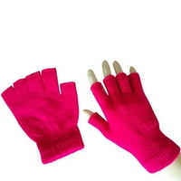 Muške i ženske zimske tople pune boje pletene na pola prste rukavice