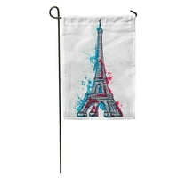 Plava zastava Eiffelov toranj sažetak prskanja u akvarelom šarene crvene bašte za zastavu Dekorativna