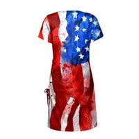 Haljina američke zastave Žene četvrti juli Stripske pruge Grafička plaža Sunderss casual kratki rukav