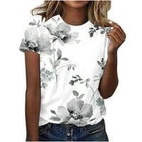 Ženske majice kratkih rukava Grafički labavi ljetni vrhovi, cvjetni majica za žene, ljetna casual bluza