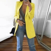 Pgeraug zimski kaputi za žene Ženska solidna kardigan sa džepnim reverima dugih rukava Blazer jakne za žene žuti s