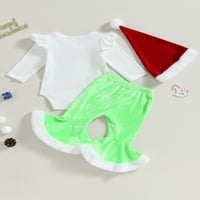 Qinghua novorođenčad Dječak Božićni odjeća Pismo Ispis dugih rukava Debljine Hlače Hat Ped odjeću Zelena