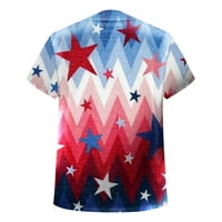 Odeerbi Patriotska majica za žene 4. jula Henley Tops Ljeto Ležerne prilike za neovisnost Dnevna majica Majica Dugme Okrugli bluza za bluze