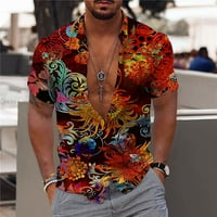 Odeerbi Havajska majica za muškarce Grafičke majice na plaži Modni casual gumbi odricanje s kratkim