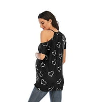 Ženska odjeća za trudnice za trudnice s ramena kratkih rukava s kratkim rukavima od tiskane majice matice Plus veličina materinske bluze majice