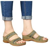 Ženske cipele ženske papuče cipele klinovi modni klizači kliznu na remen sandale Ljetne cipele za žene zelene 6,5