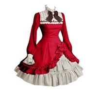 Mveomtd party rukave ženske haljine čipke gotičke duge Bowtie Lady sa lukom ženska haljina majica, crveni crveni xl