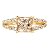 2.48CT Princeze rezan šampanjac simulirani dijamant 18k žuti zlatni godišnjički angažman prsten veličine