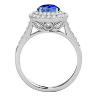 Mauli dragulji za angažovanje prstena za žene 1. Carat Halo antikni dizajn Tanzanite i dijamantski angažman