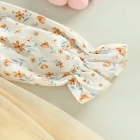 Djevojke za dijete Jesen A-line haljina s dugim rukavima cvjetna leptira za ispis tulle patchwork haljina