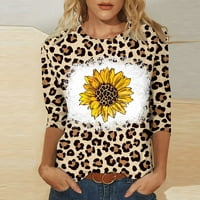 USMIXI TENDEROSI Zimske majice za žene Ženske žene Dan za Dangeving Opušteni okrugli vrat Vintage Leopard