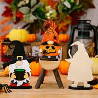 Općise Halloween drveni gnome lutke ukras stabilna baza sablasna crna mačka bundeva dekor gnome elf e