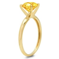 CT sjajan okrugli rez prirodni citrinski 14K žuti zlatni pasijans prsten sz 10