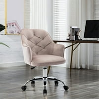 Moderna akcentna stolica, siva baršunasta tkanina stolica za vanity, okretna uredska stolica za podesivu
