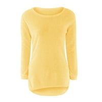 Puntoco Plus veličina dugih rukava ženki Čvrsti dugi rukav džemper dugih rukava bluza žuta 14