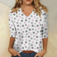 Stalni rukav plus veličine za žene dame modni casual v-izrez s rukavom majicom sa sedam točaka s tiskanim