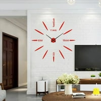 Veliki bezbožni DIY zidni sat 3D akrilni zidni sat Tihi nekupivni sat za uređenje kućnog ureda - crno