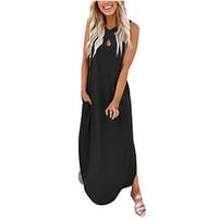 CETHRIO Ljeto Maxi haljina za žene - casual labave ljetne duge haljine bez rukava Split plaža Maxi haljine