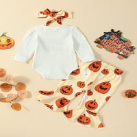 Gwiyeopda Halloween Baby Girls pada odjeća s dugim rukavima s bundevom za ispis pantalone + trake za