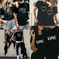 Haxmnou odgovarajuće košulje za parove Ženska bluza Valentinovo kratki rukav Love Print T majice Vrhovi