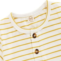 Danceemangoos Toddler Boys Girls Ljetna ulična odjeća, Stripe Henley vrat kratkih rukava Majica + SPLICING